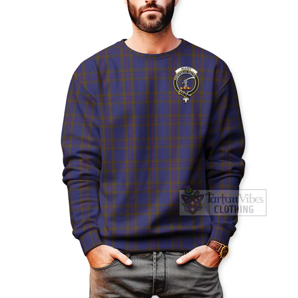 Tartan Vibes Clothing Elliot Tartan Sweatshirt with Family Crest and Bearded Skull Holding Bottles of Whiskey