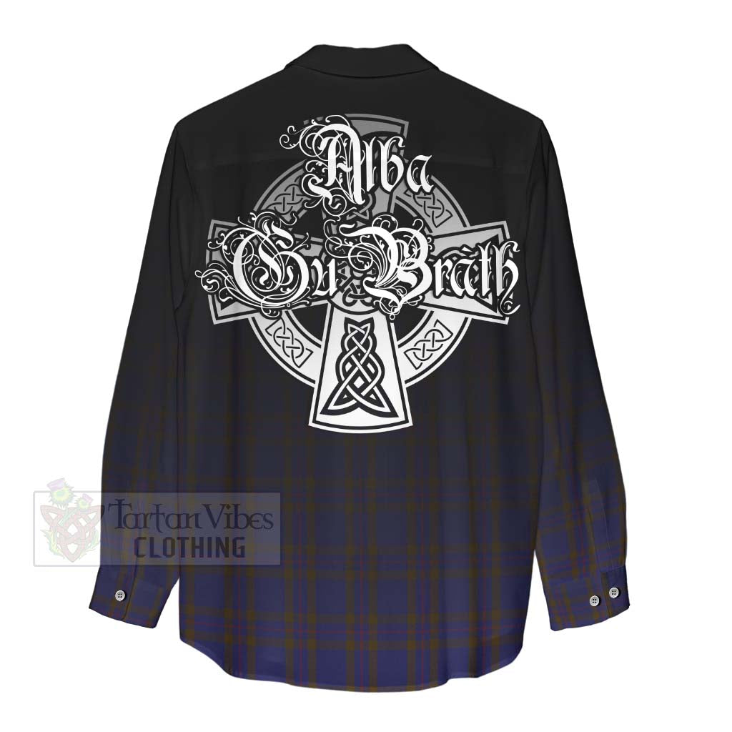 Tartan Vibes Clothing Elliot Tartan Women's Casual Shirt Featuring Alba Gu Brath Family Crest Celtic Inspired