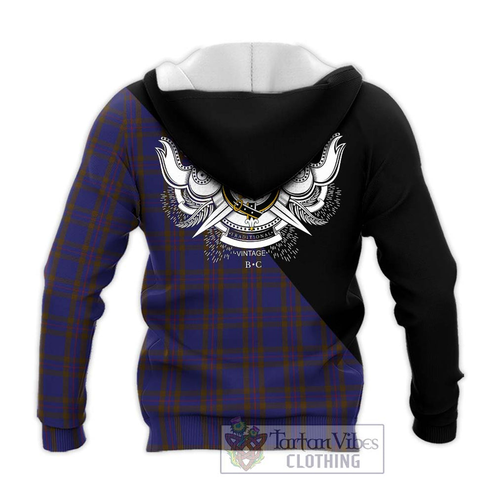 Elliot Tartan Knitted Hoodie with Family Crest and Military Logo Style - Tartanvibesclothing Shop