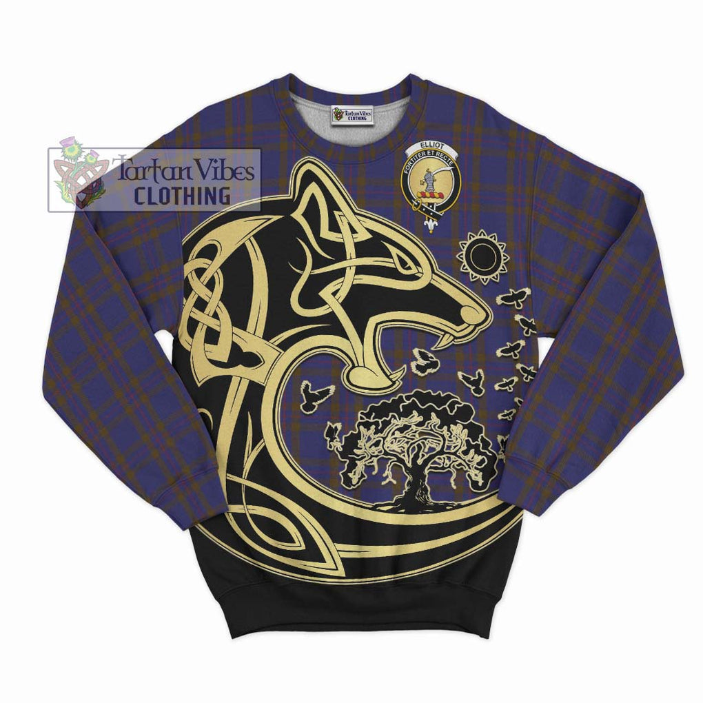 Elliot Tartan Sweatshirt with Family Crest Celtic Wolf Style - Tartan Vibes Clothing