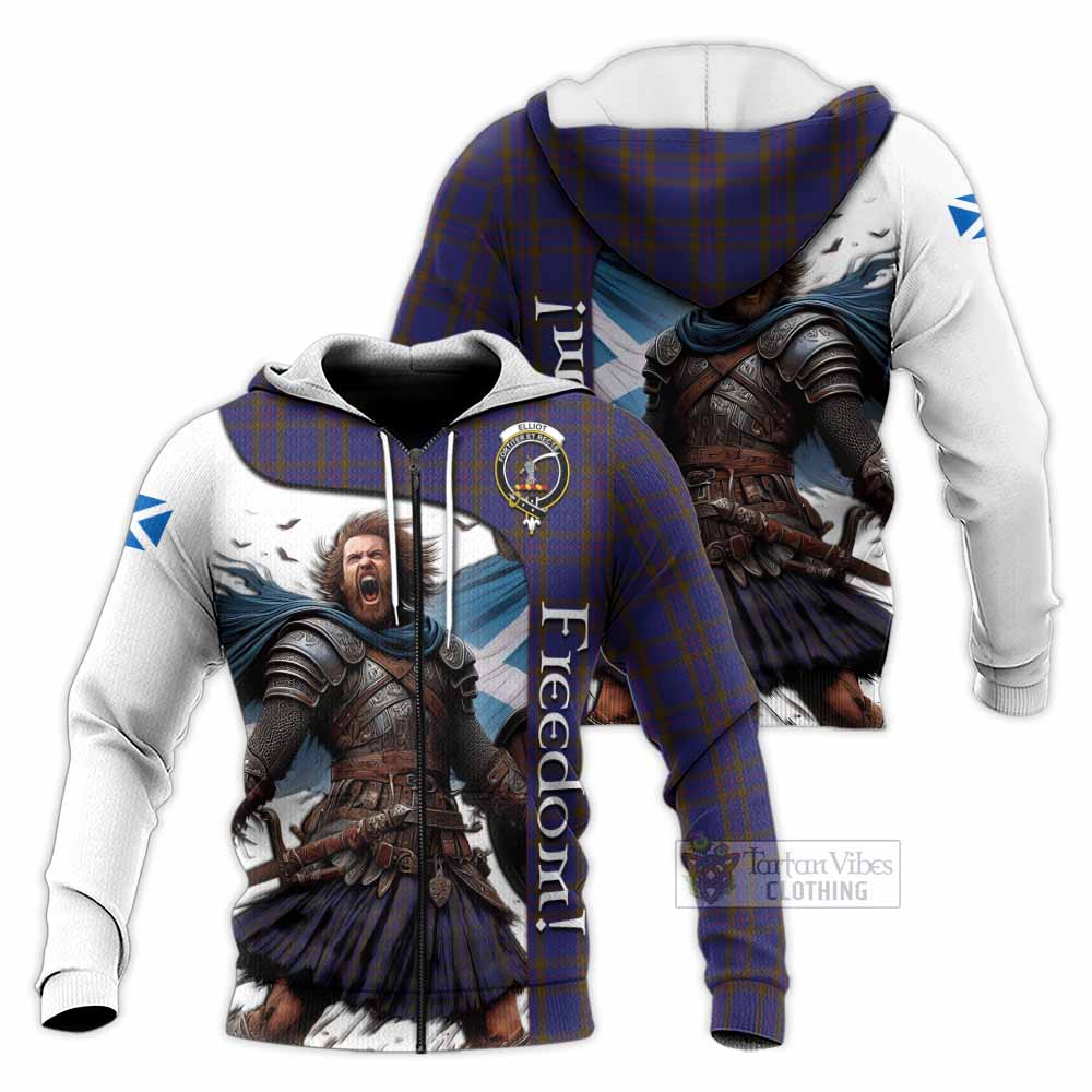 Tartan Vibes Clothing Elliot Crest Tartan Knitted Hoodie Inspired by the Freedom of Scottish Warrior