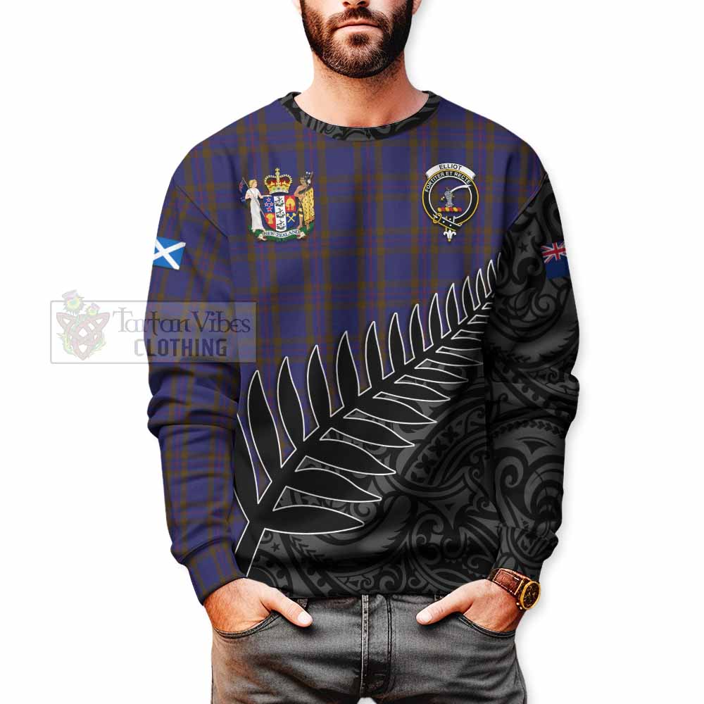 Tartan Vibes Clothing Elliot Crest Tartan Sweatshirt with New Zealand Silver Fern Half Style