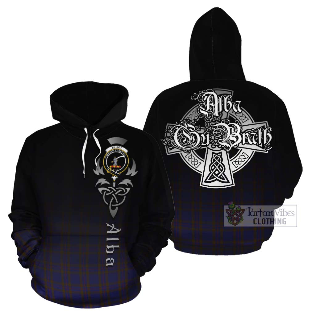 Tartan Vibes Clothing Elliot Tartan Cotton Hoodie Featuring Alba Gu Brath Family Crest Celtic Inspired