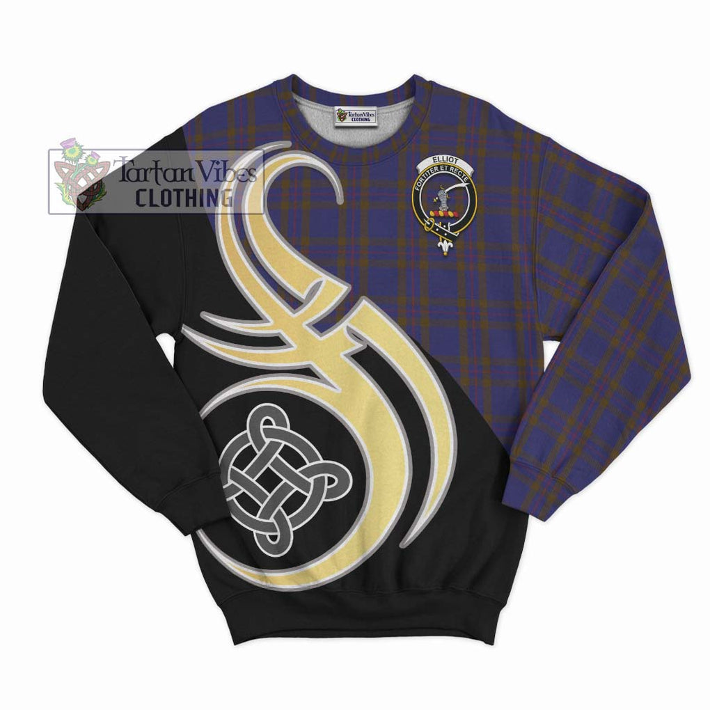 Elliot Tartan Sweatshirt with Family Crest and Celtic Symbol Style - Tartan Vibes Clothing