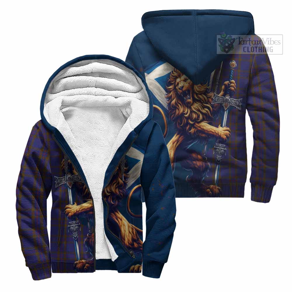 Tartan Vibes Clothing Elliot Tartan Family Crest Sherpa Hoodie with Scottish Majestic Lion