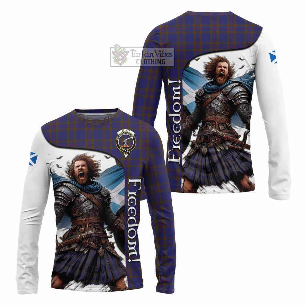 Tartan Vibes Clothing Elliot Crest Tartan Long Sleeve T-Shirt Inspired by the Freedom of Scottish Warrior