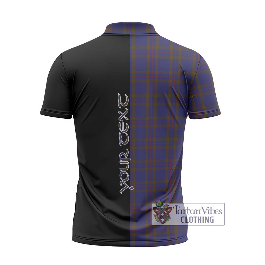 Elliot Tartan Zipper Polo Shirt with Family Crest and Half Of Me Style - Tartanvibesclothing Shop