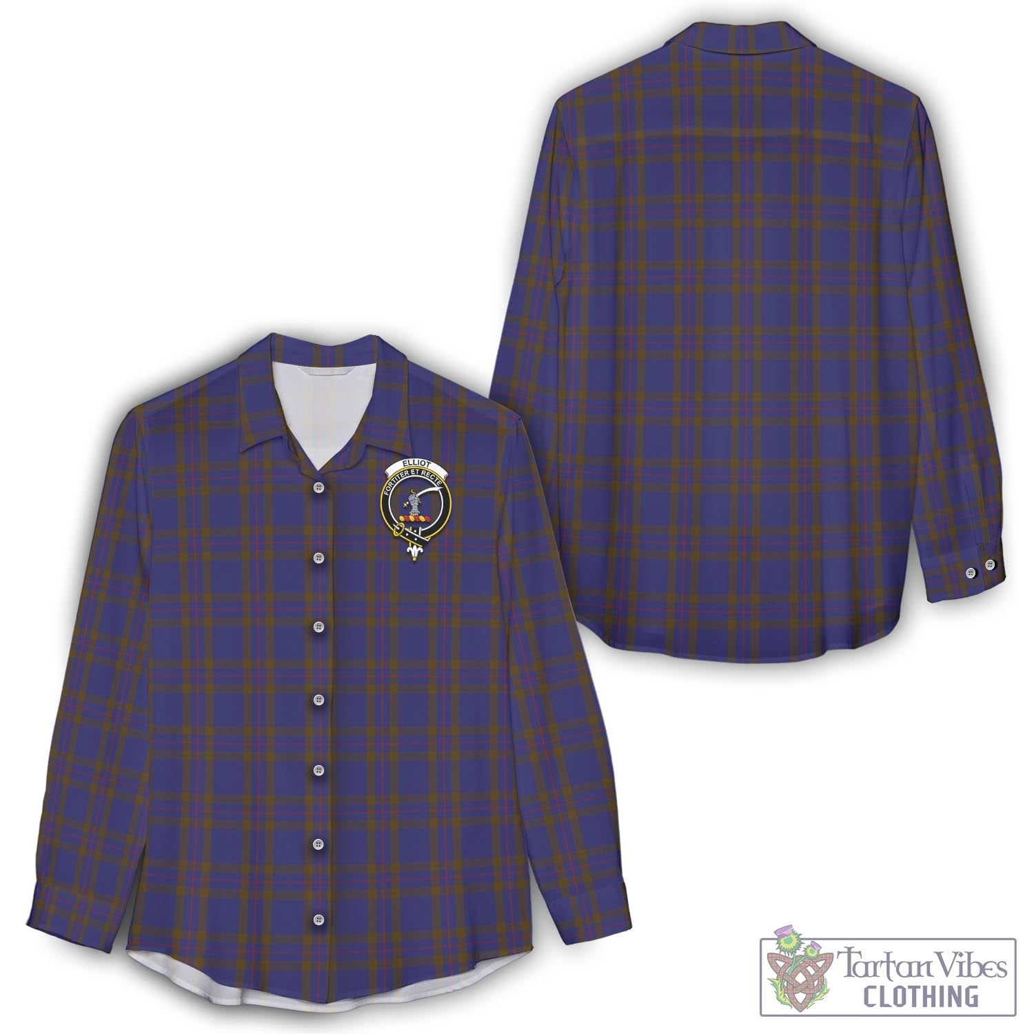 Tartan Vibes Clothing Elliot Tartan Womens Casual Shirt with Family Crest