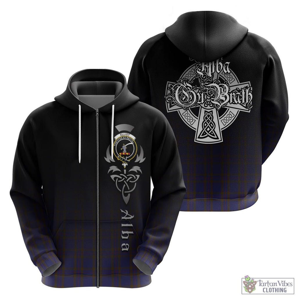 Tartan Vibes Clothing Elliot Tartan Hoodie Featuring Alba Gu Brath Family Crest Celtic Inspired