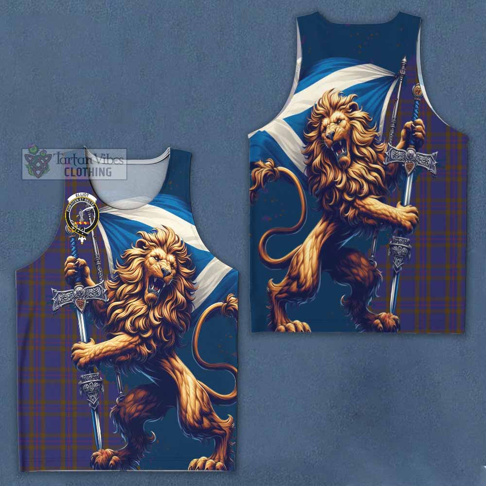 Tartan Vibes Clothing Elliot Tartan Family Crest Men's Tank Top with Scottish Majestic Lion