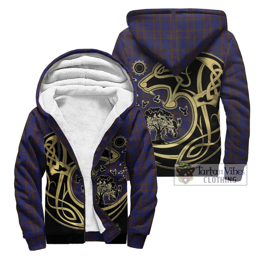 Elliot Tartan Sherpa Hoodie with Family Crest Celtic Wolf Style Unisex - Tartan Vibes Clothing