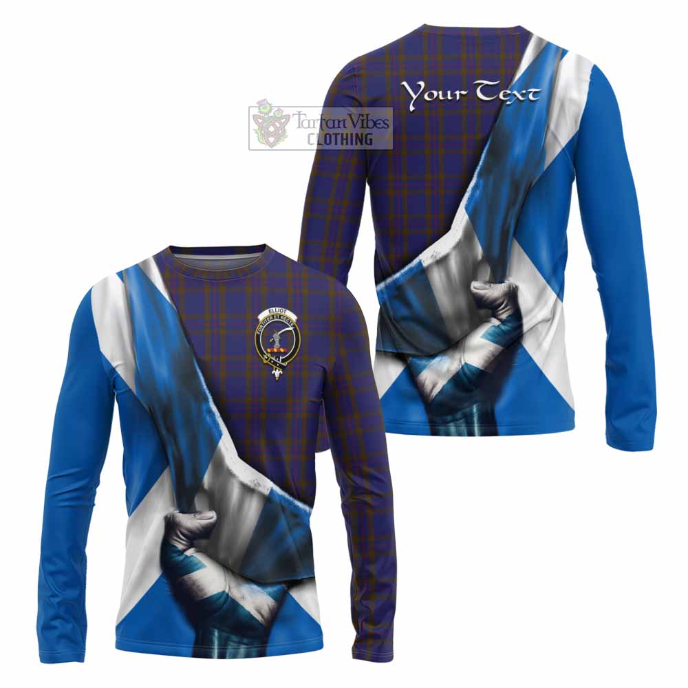 Tartan Vibes Clothing Elliot Tartan Long Sleeve T-Shirt with Family Crest Scotland Patriotic Style