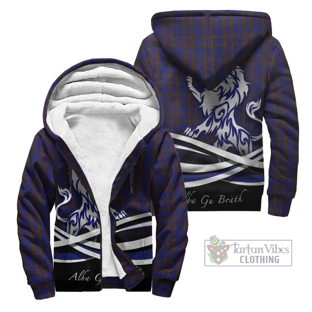 Elliot Tartan Sherpa Hoodie with Alba Gu Brath Regal Lion Emblem Unisex - Tartanvibesclothing Shop