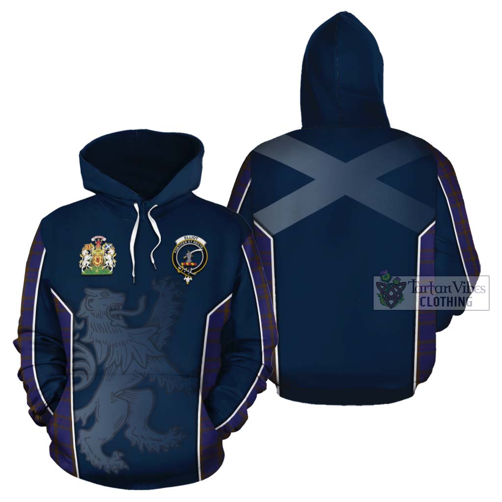 Tartan Vibes Clothing Elliot Tartan Cotton Hoodie with Family Crest and Lion Rampant Vibes Sport Style