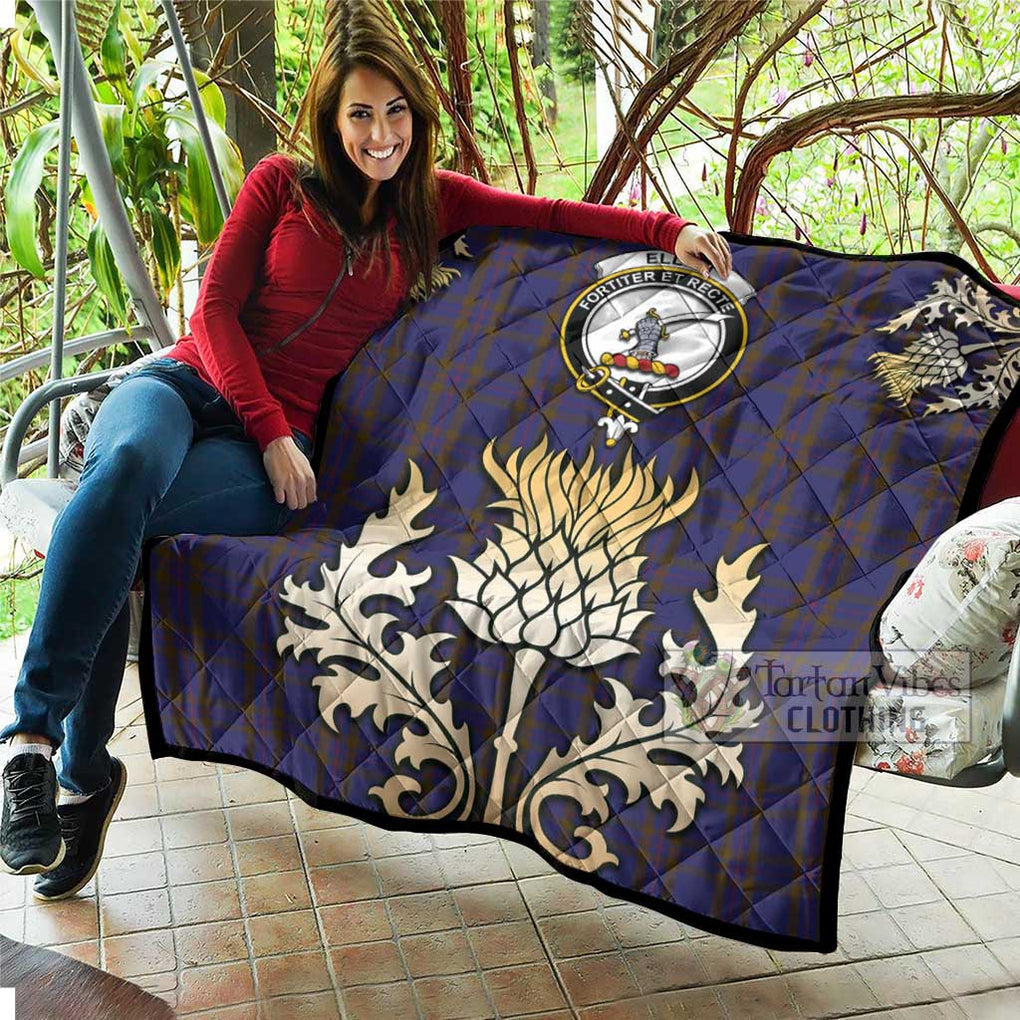 Tartan Vibes Clothing Elliot Tartan Quilt with Family Crest and Golden Thistle Style