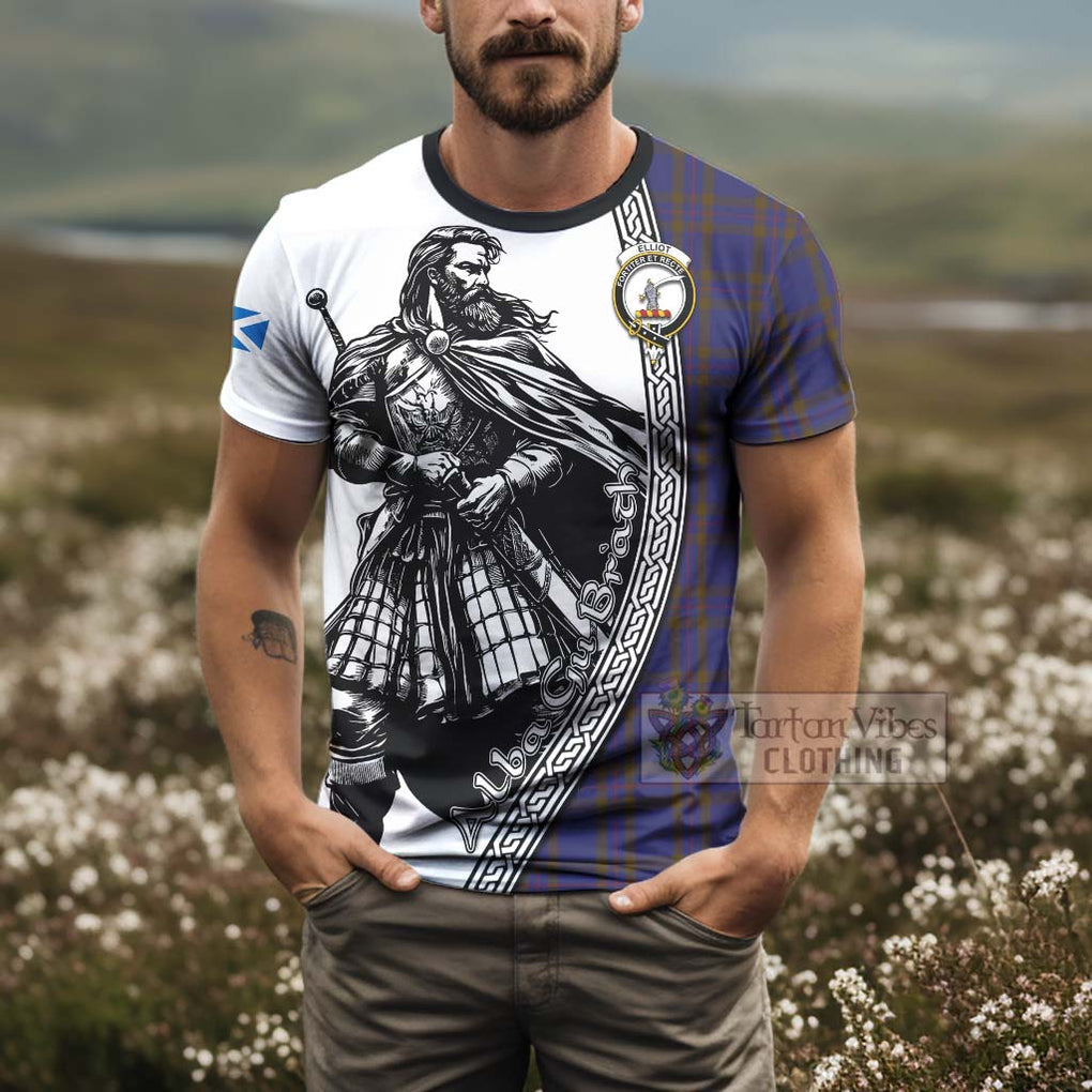 Tartan Vibes Clothing Elliot Tartan Clan Crest T-Shirt with Highlander Warrior Celtic Style