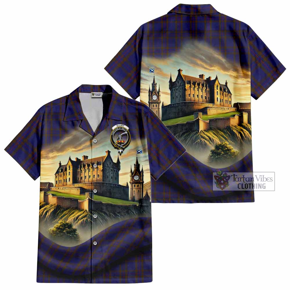 Elliot Tartan Family Crest Hawaiian Shirt with Scottish Ancient Castle Style - Tartan Vibes Clothing