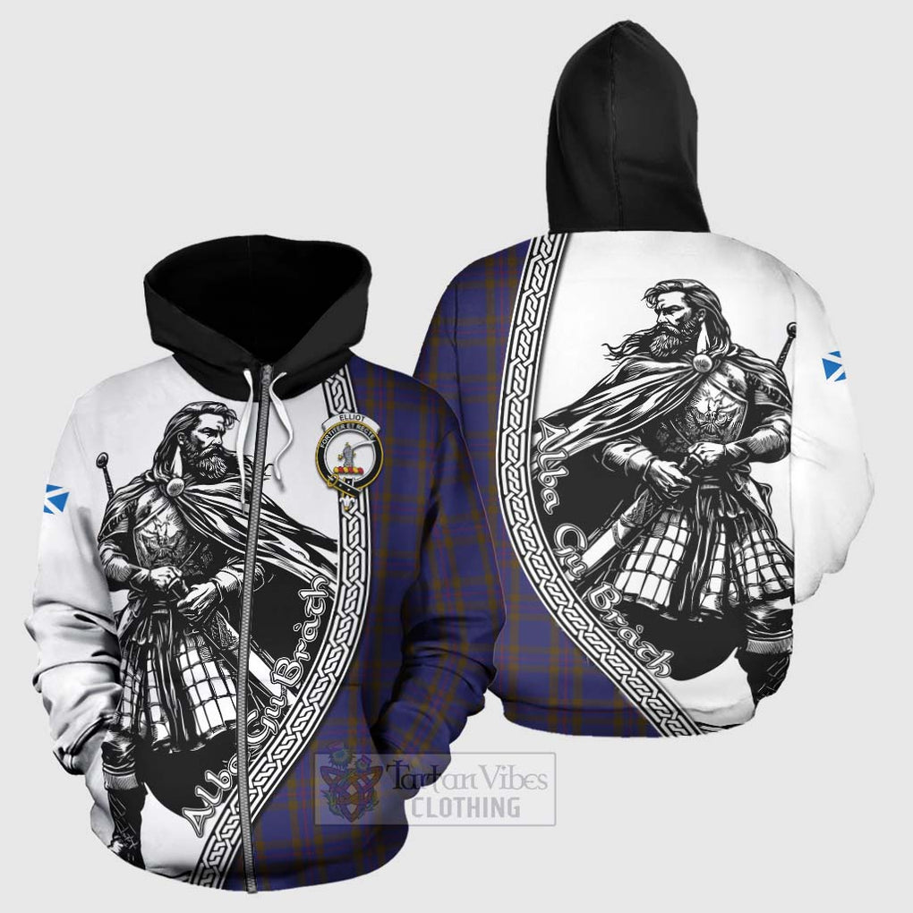 Tartan Vibes Clothing Elliot Tartan Clan Crest Hoodie with Highlander Warrior Celtic Style