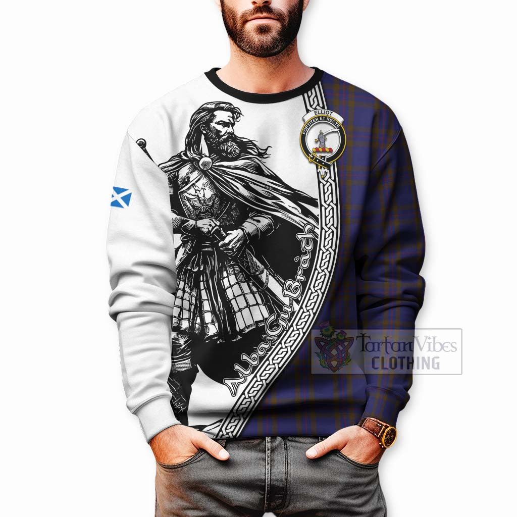 Tartan Vibes Clothing Elliot Tartan Clan Crest Sweatshirt with Highlander Warrior Celtic Style