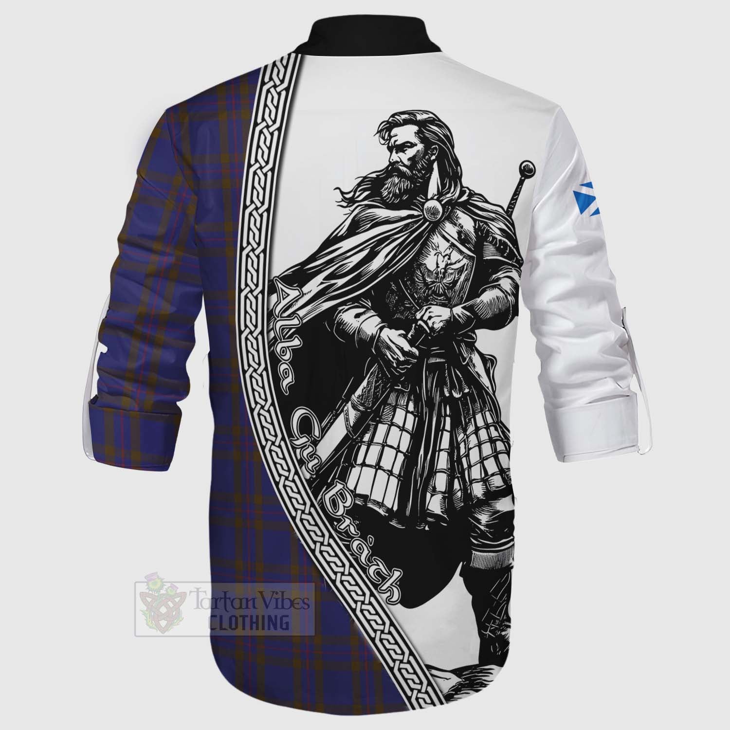 Tartan Vibes Clothing Elliot Tartan Clan Crest Ghillie Kilt Shirt with Highlander Warrior Celtic Style