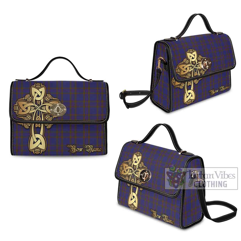 Tartan Vibes Clothing Elliot Tartan Waterproof Canvas Bag Golden Thistle Celtic Cross Style