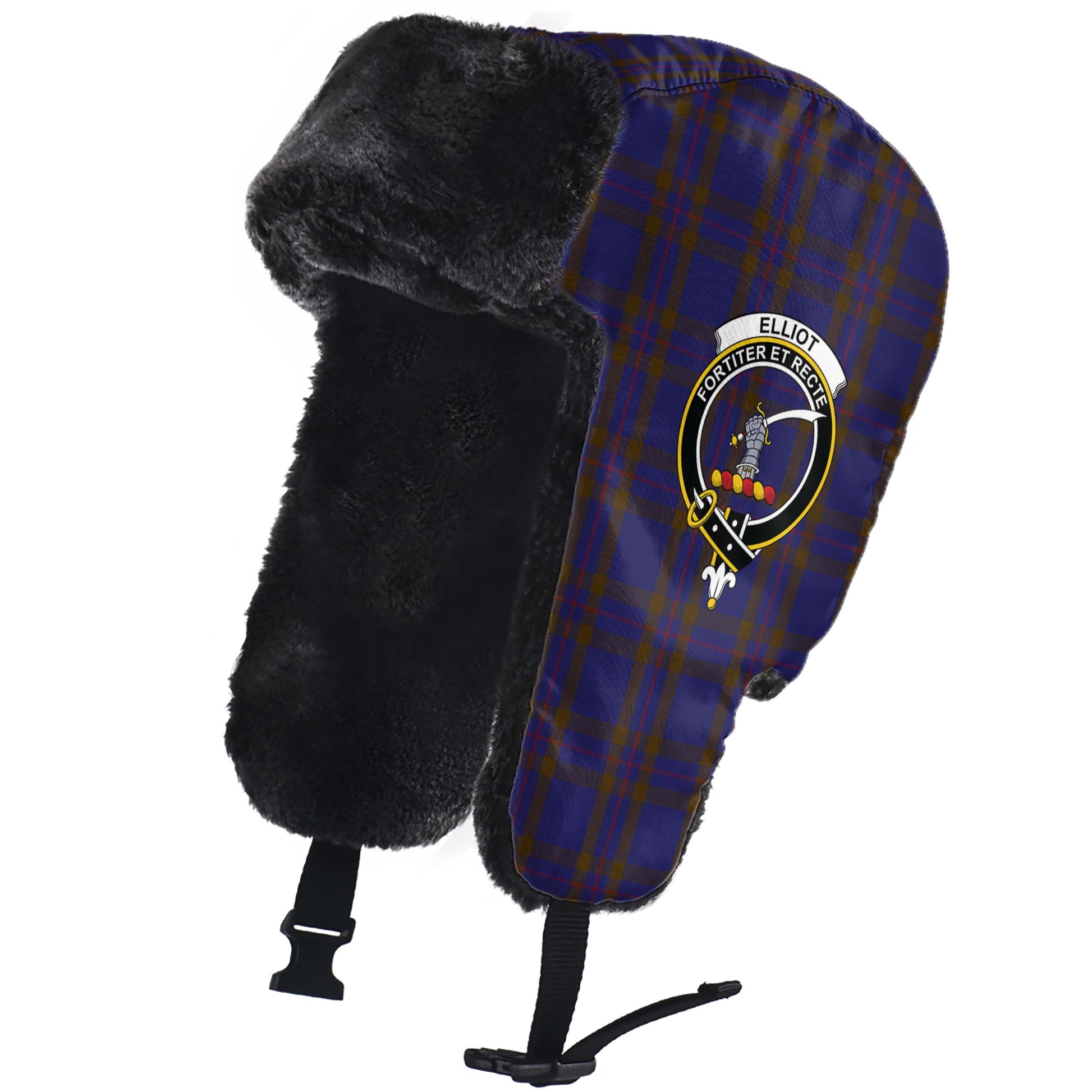 Elliot Tartan Winter Trapper Hat with Family Crest - Tartanvibesclothing