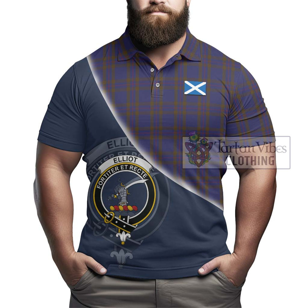 Elliot Tartan Polo Shirt with Personalised National Flag and Family Crest Half Style - Tartanvibesclothing Shop