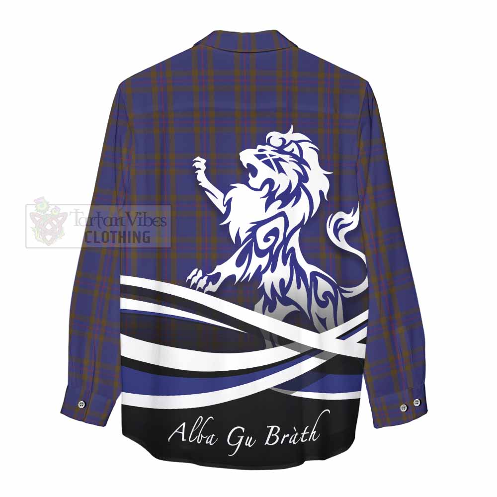 Tartan Vibes Clothing Elliot Tartan Women's Casual Shirt with Alba Gu Brath Regal Lion Emblem