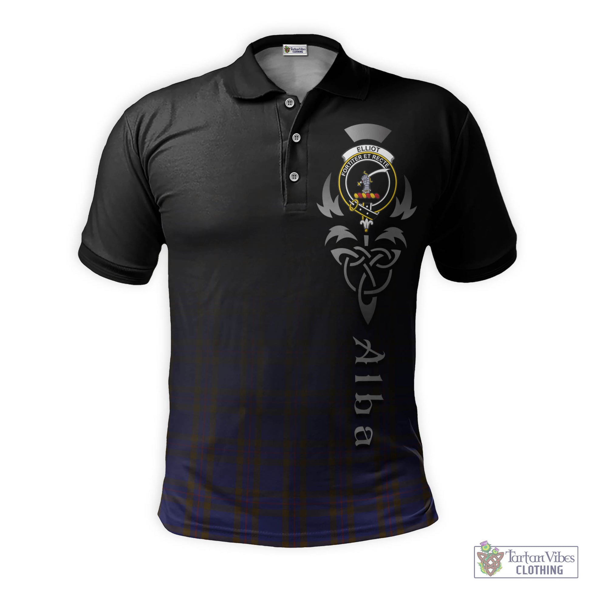 Tartan Vibes Clothing Elliot Tartan Polo Shirt Featuring Alba Gu Brath Family Crest Celtic Inspired