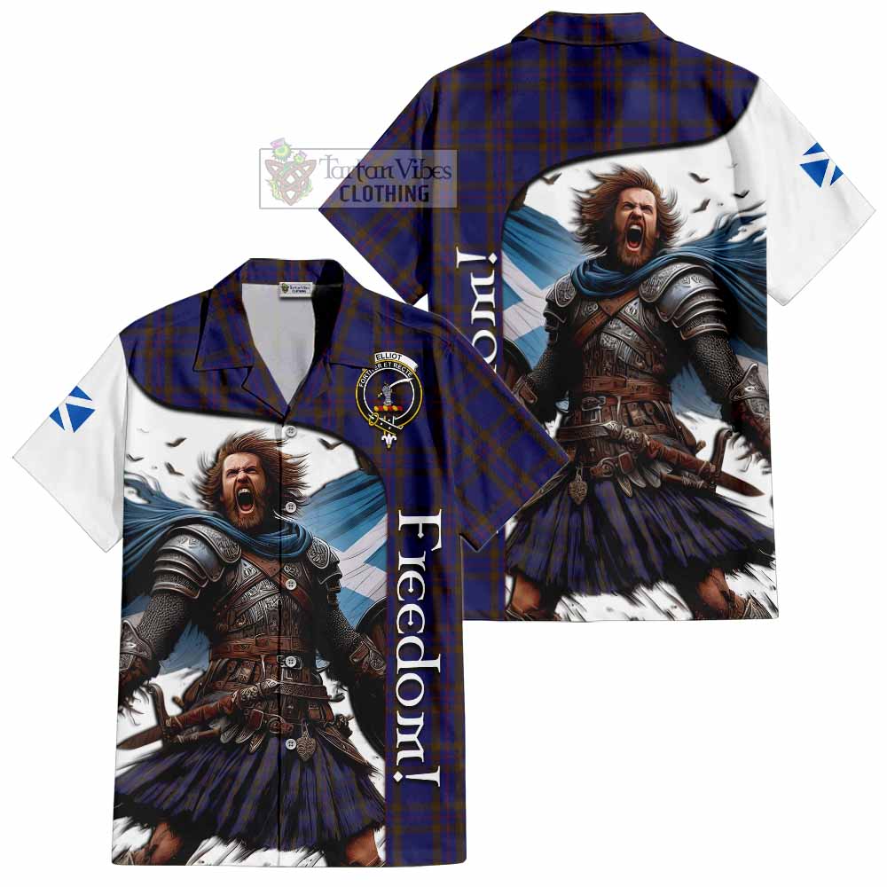 Tartan Vibes Clothing Elliot Crest Tartan Short Sleeve Button Shirt Inspired by the Freedom of Scottish Warrior