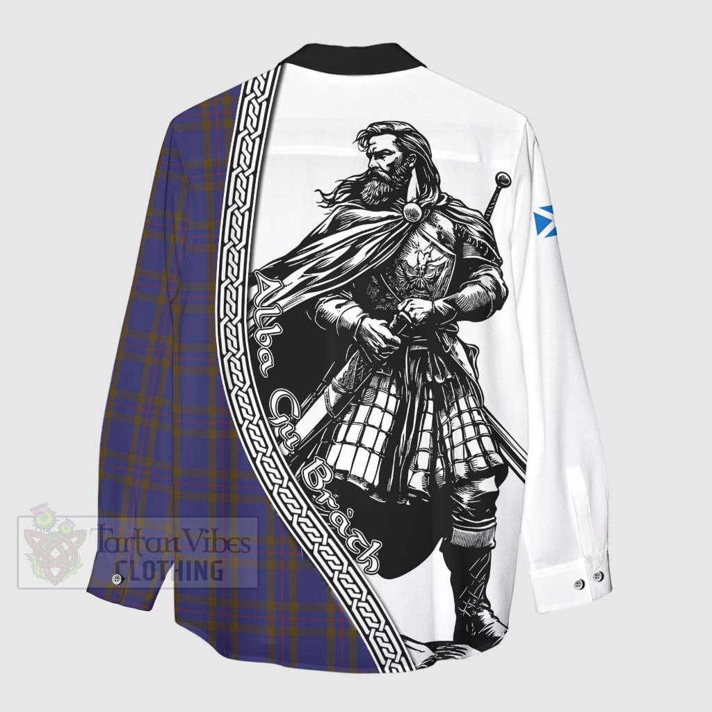 Tartan Vibes Clothing Elliot Tartan Clan Crest Women's Casual Shirt with Highlander Warrior Celtic Style