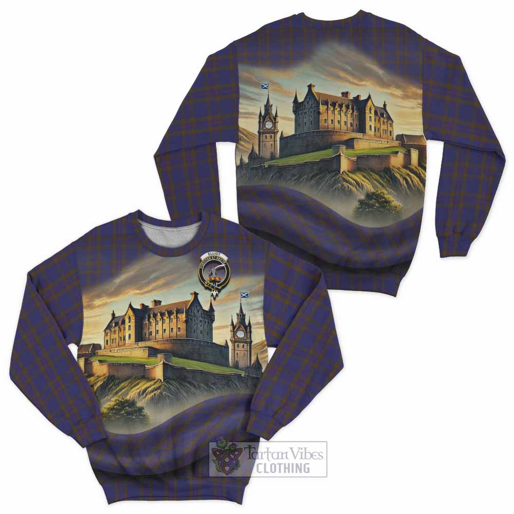 Elliot Tartan Family Crest Sweatshirt with Scottish Ancient Castle Style - Tartan Vibes Clothing