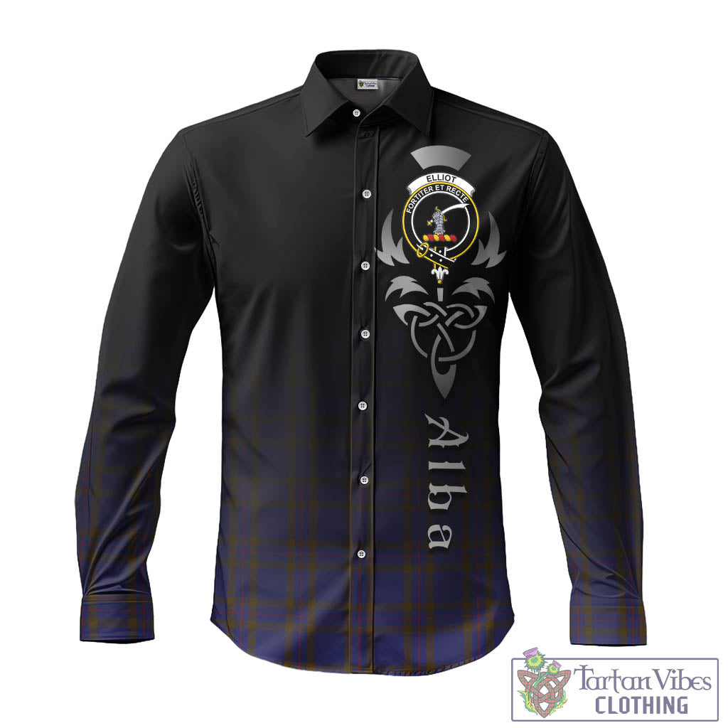 Tartan Vibes Clothing Elliot Tartan Long Sleeve Button Up Featuring Alba Gu Brath Family Crest Celtic Inspired