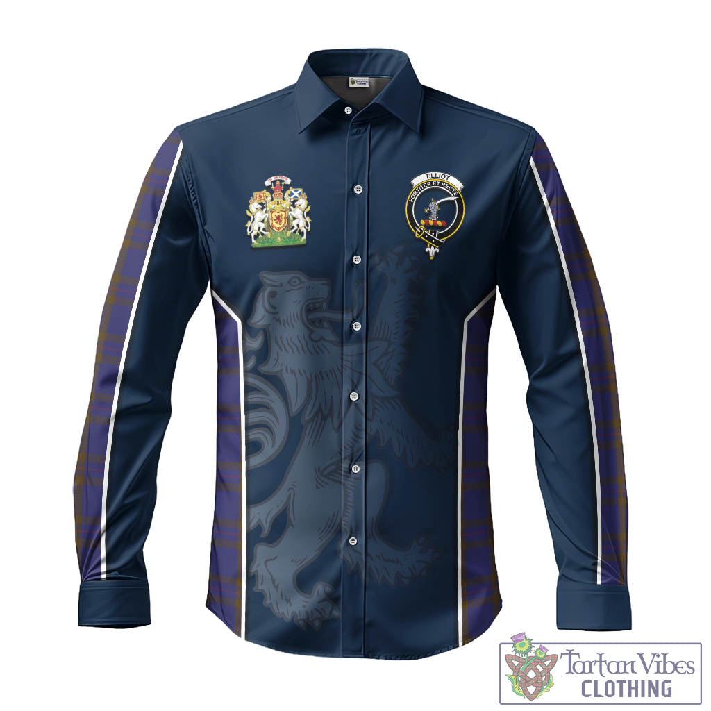 Tartan Vibes Clothing Elliot Tartan Long Sleeve Button Up Shirt with Family Crest and Lion Rampant Vibes Sport Style