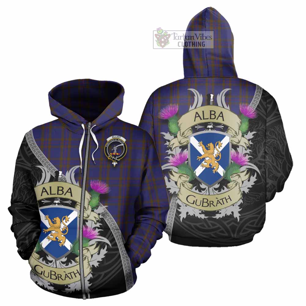 Elliot Tartan Family Crest Hoodie Lion Rampant Royal Thistle Shield Celtic Inspired Zip Hoodie - Tartan Vibes Clothing