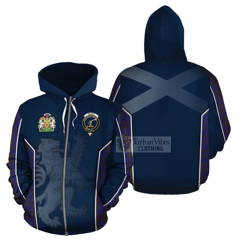 Tartan Vibes Clothing Elliot Tartan Cotton Hoodie with Family Crest and Lion Rampant Vibes Sport Style