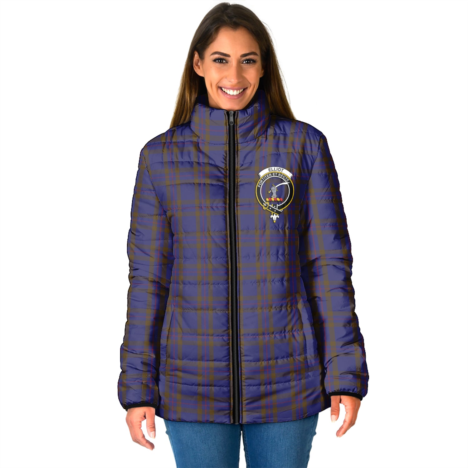 Elliot Tartan Padded Jacket with Family Crest - Tartan Vibes Clothing