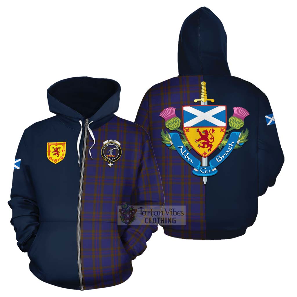 Tartan Vibes Clothing Elliot Tartan Cotton Hoodie Alba with Scottish Lion Royal Arm Half Style