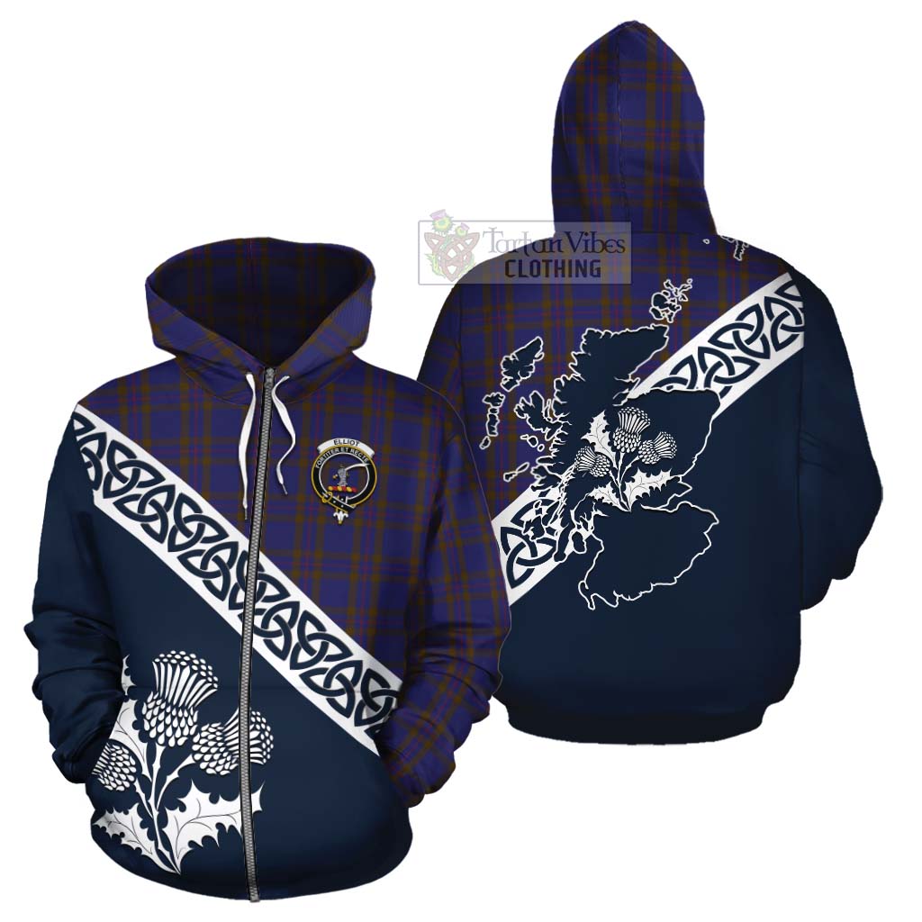 Tartan Vibes Clothing Elliot Tartan Cotton Hoodie Featuring Thistle and Scotland Map