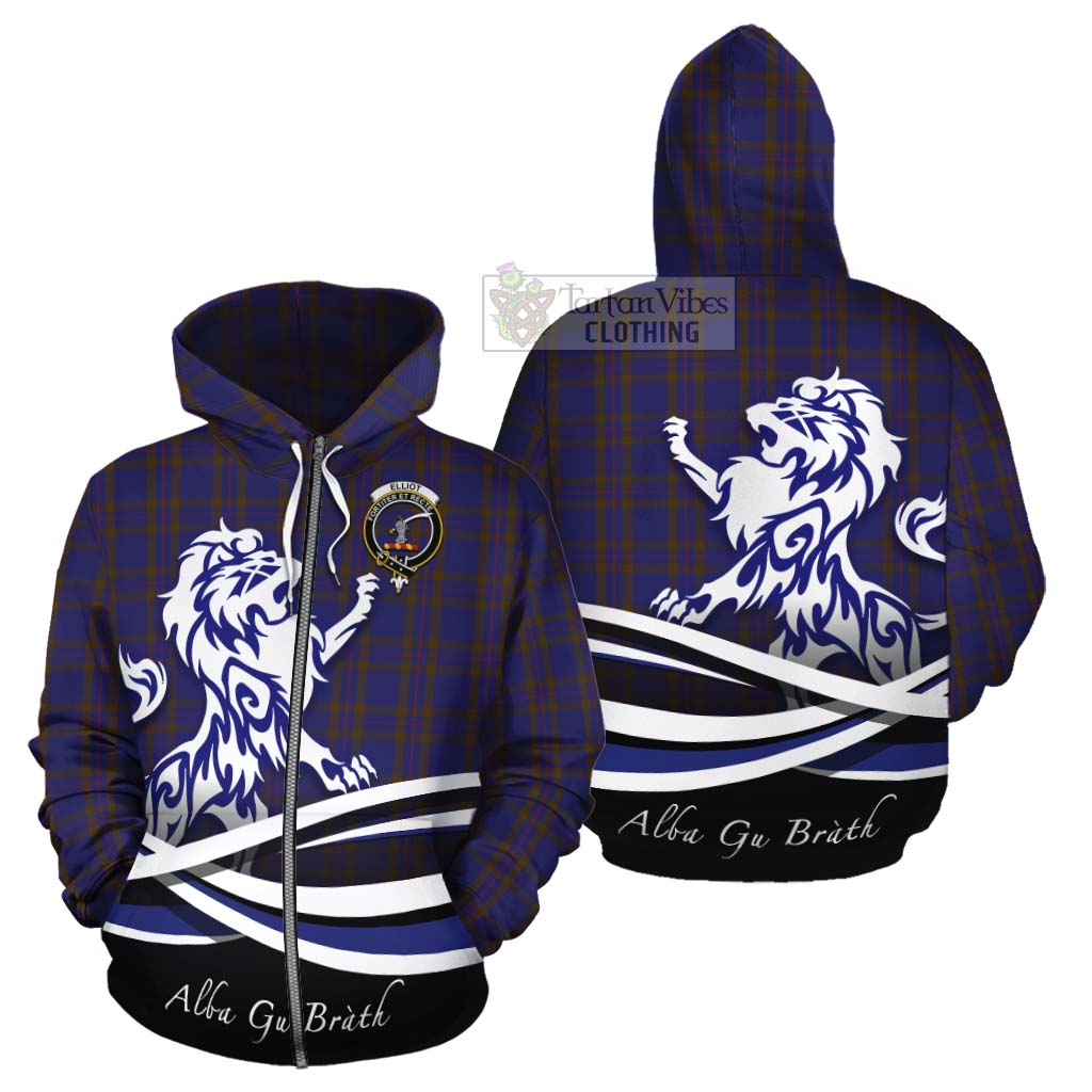 Tartan Vibes Clothing Elliot Tartan Cotton Hoodie with Alba Gu Brath Regal Lion Emblem