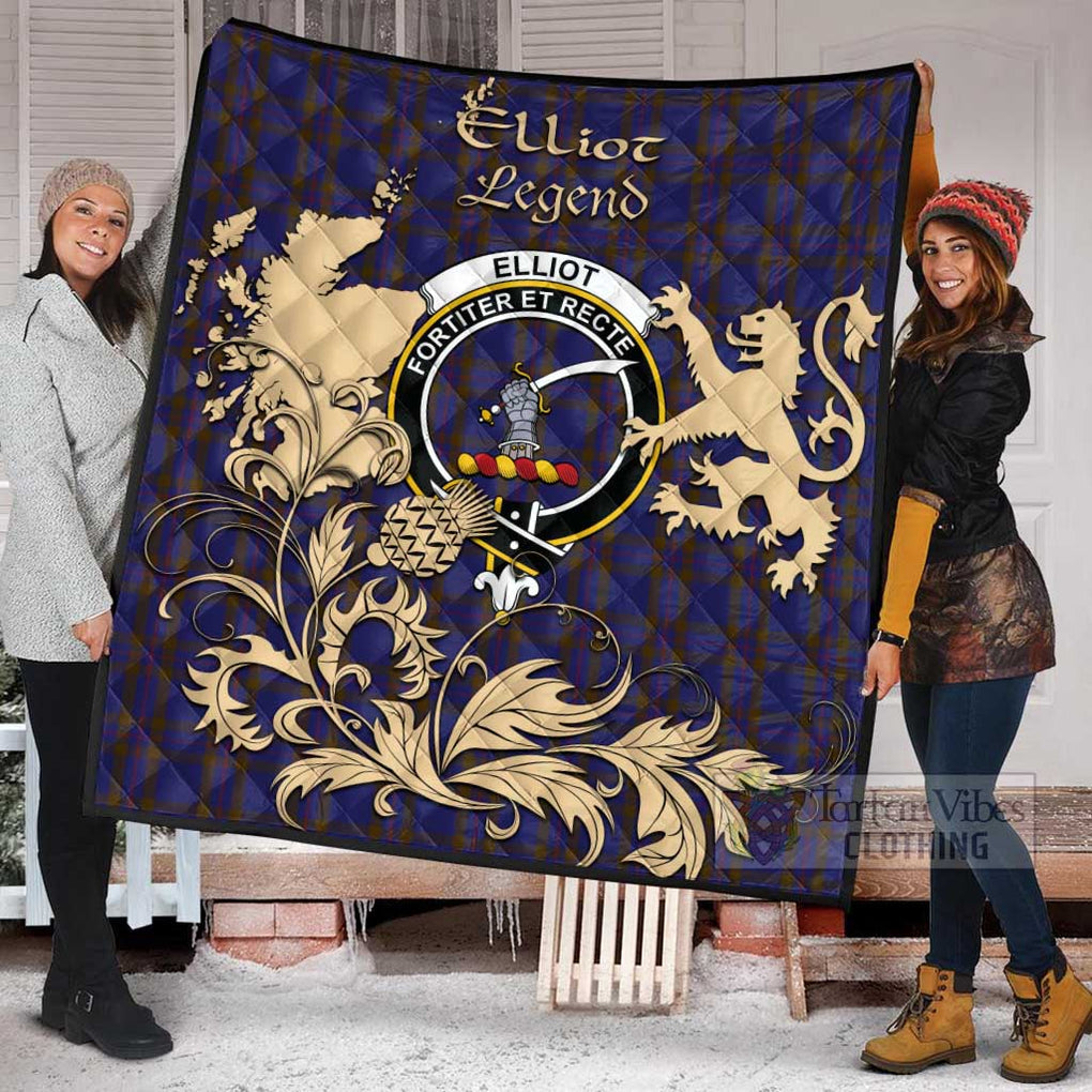 Tartan Vibes Clothing Elliot Tartan Quilt with Family Crest and Scottish Symbol Style