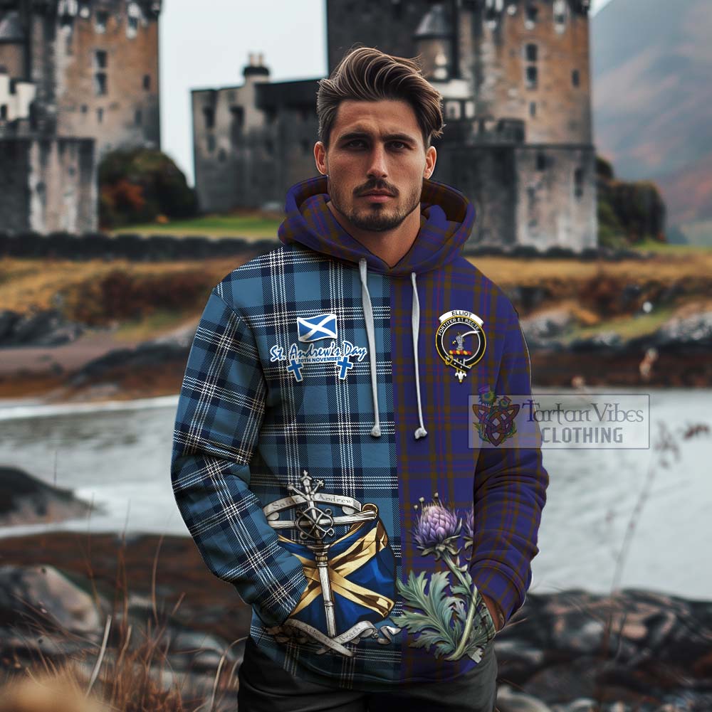 Tartan Vibes Clothing Elliot Tartan Cotton Hoodie Happy St. Andrew's Day Half Tartan Style