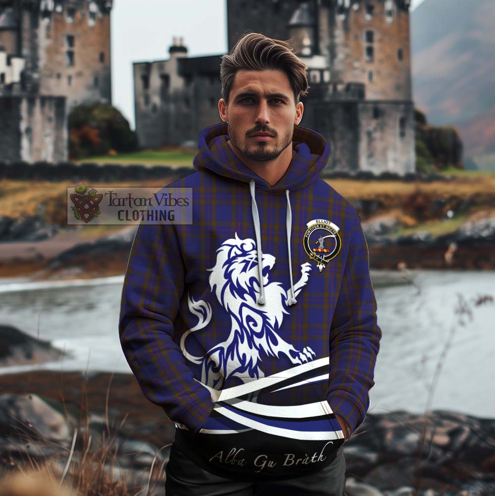 Tartan Vibes Clothing Elliot Tartan Cotton Hoodie with Alba Gu Brath Regal Lion Emblem