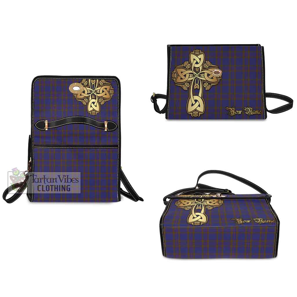 Tartan Vibes Clothing Elliot Tartan Waterproof Canvas Bag Golden Thistle Celtic Cross Style