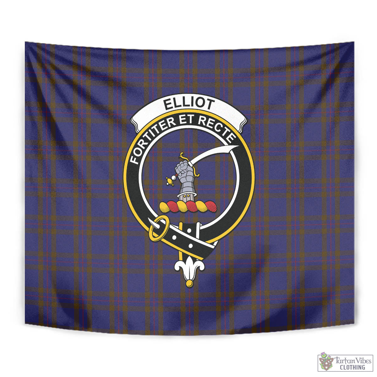 Tartan Vibes Clothing Elliot Tartan Tapestry Wall Hanging and Home Decor for Room with Family Crest