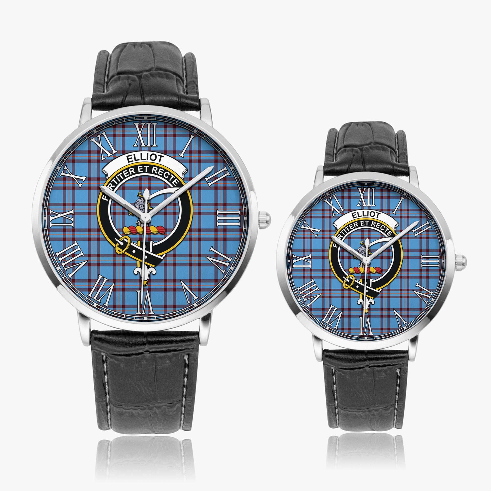 Elliot Ancient Tartan Family Crest Leather Strap Quartz Watch - Tartanvibesclothing