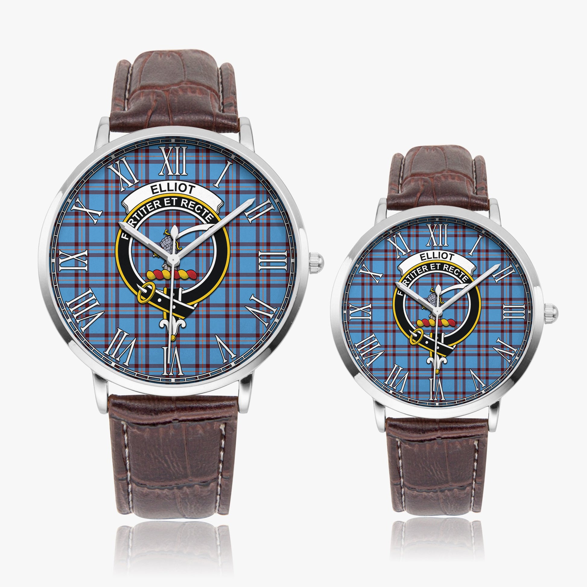 Elliot Ancient Tartan Family Crest Leather Strap Quartz Watch - Tartanvibesclothing