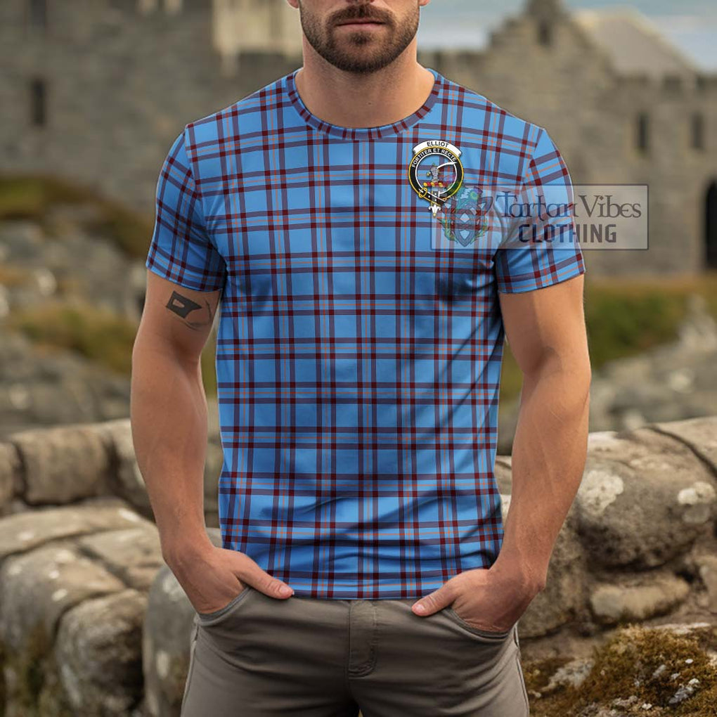 Elliot Ancient Tartan Cotton T-Shirt with Family Crest Men's Shirt - Tartanvibesclothing Shop