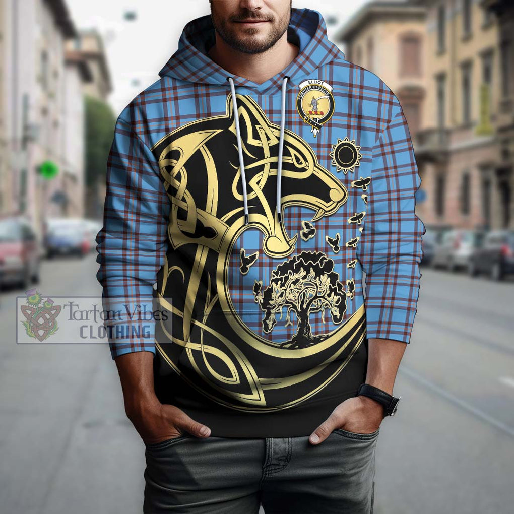 Elliot Ancient Tartan Hoodie with Family Crest Celtic Wolf Style Zip Hoodie - Tartan Vibes Clothing