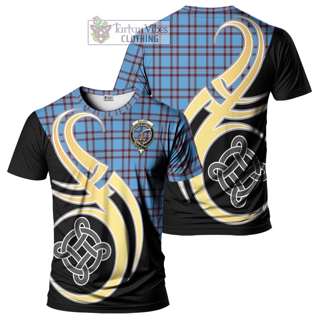 Tartan Vibes Clothing Elliot Ancient Tartan T-Shirt with Family Crest and Celtic Symbol Style